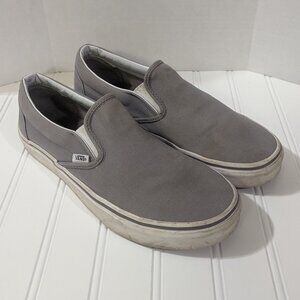 Vans Classic Low Slip On Gray Shoes Casual Canvas Womens 9.5 Mens 8